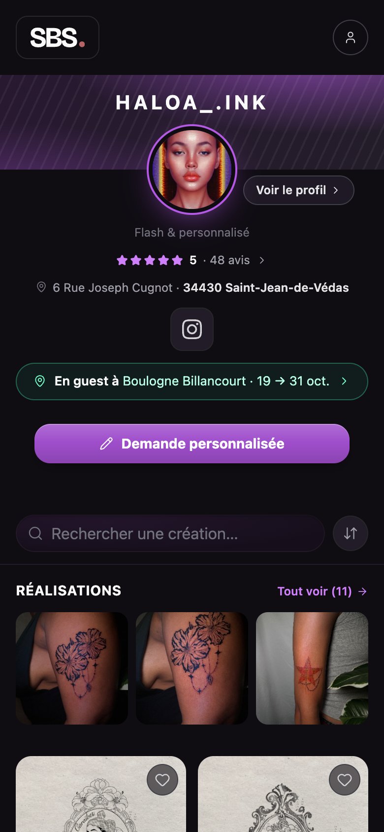 La même page vue sur un téléphone.
